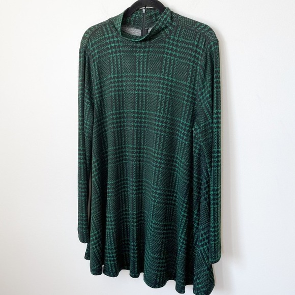 John Mark Green Tartan Plaid Mock Neck Knit Swing Tunic Top Womens Large - Picture 2 of 9
